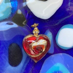 Glass Pendant Heart with gold accents 1.25 “